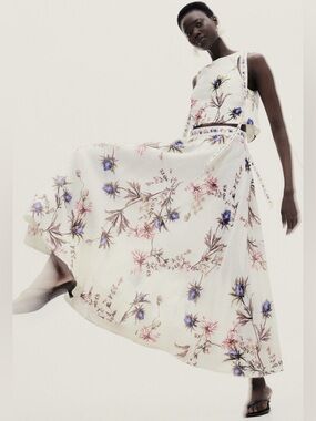 H&M 2 piece floral set maxi skirt and tie top xs 2 NEW WITH TAGS